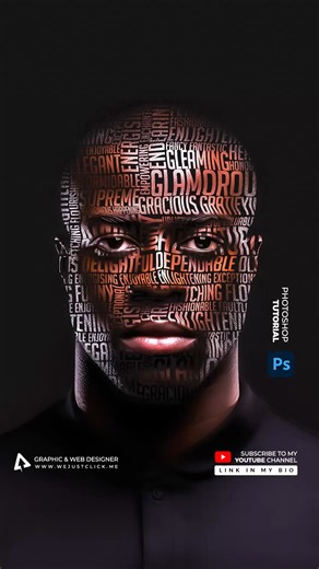WeJustClick | Graphic Designer | Text Portrait Effect Photoshop Tutorial. - Subscribe to my YouTube Channel for more tutorials. link in my bio | Instagram