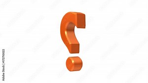 question mark 3d interrogation point 4k uhd resolution with alpha mask isolated red orange yellow gold colored full 360 degrees rotation