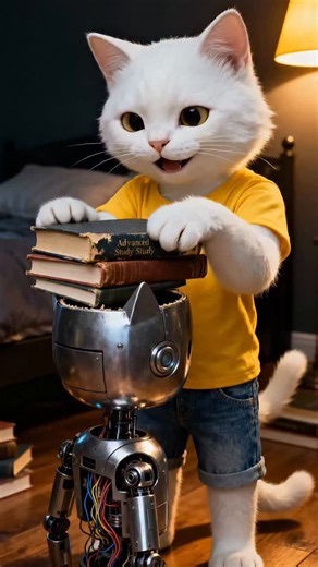 Alien Cat on Instagram: "The kitten uses a robot cat to go to school in its place.#aicat #catstory #kitten #viralvideos #catmeow"