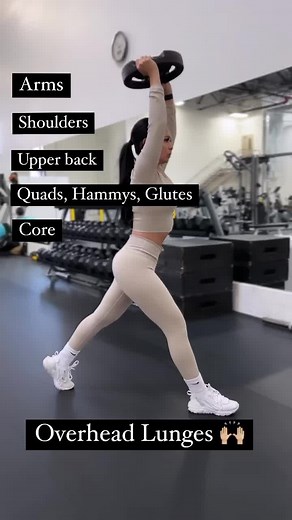 Why you should do overhead lunges 👆🏼 Remember to keep your core engaged throughout the exercise #standlunges #lungemusclesworked #lunges #legday | Katie Chung Hua