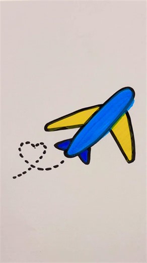 ✈️💙💛 #art #coloringadventure #drawing #painting #satisfying #easydrawing