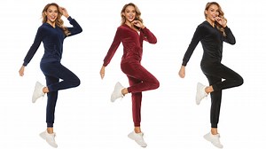 Watch Eilshoji Velour Sweatsuit Set Hoodie and Pants Sport Suits on Amazon Live