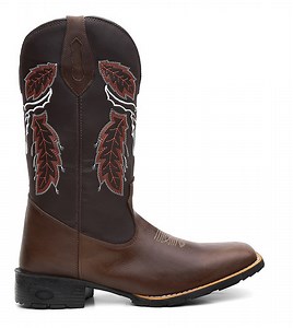 Bota Texana Masculina Bordado Cara De Boi Em Couro Legitimo - R$ 159,9