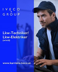 Lkw-Techniker/-Elektriker (w/m/d) gesucht! 🛠️ Zu deinen Aufgaben zählen: ▶Reparaturen ▶Service ▶Wartung und Pickerl-Überprüfung. Du besitzt eine Leidenschaft für Lkw-Technik? Dann bewirb dich jetzt und werde Teil unseres Teams! 🔧🚛 | IVECO