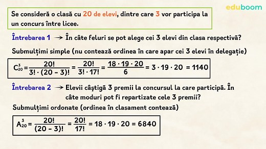 Aranjamente și combinări M2M3. Matematica clasa a 10-a