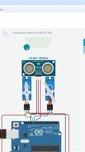 Tinkercad Robot Project 🔥 Arduino UNO + Ultrasonic + Servo