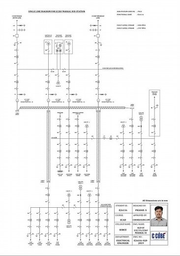 AutoCAD Electrical Student Project – Complete Substation SLD Design (132kV) | C CUBE CAD Centre