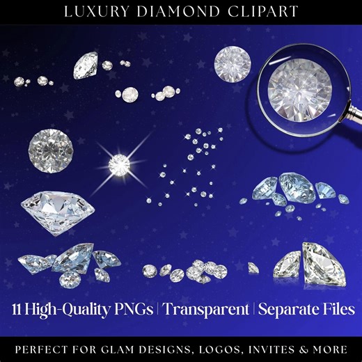 Diamond PNG Clipart Bundle: Transparent Digital Art Assets (digital Download - Etsy