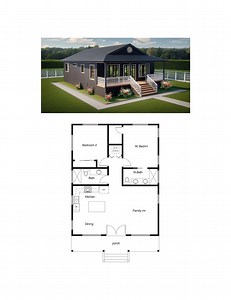 2 Bedroom 2 Bath (1000 SF) Cottage /ranch/tiny Home/affordable Home Design/small Family House/adu Floor Plan (28'-0"width X 40'-9"length) - Etsy
