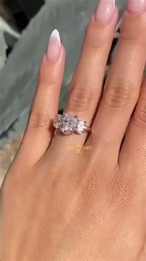 Oval Cut Three Stone Moissanite Engagement Ring