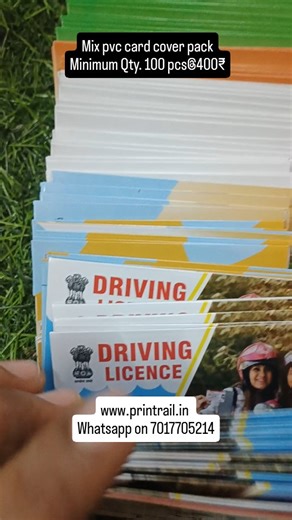 Printrail.in (Digital printers) on Instagram: "Pvc card cover mixed buy online on www.printrail.in Minimum qty. 100 pcs@400₹, cod available All india free delivery Whatsapp me on wa.me/917017705214 #pvccardprinting #cybercafe #aadharupdate"