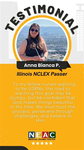 Congratulations Ma'am Anna Bianca P., on passing your NCLEX! The journey of a hundred miles starts with a single step. Keep the courage you showed as you make more achievements in life. Thank you for showing your faith in us as we handle your NCLEX application. We are delighted to be part of your journey! --- Others, don't let yourself be left out! Make your American dream be on your hands by clicking this link: https://medexamcenter.com/blogs/exam-application/nclex NEAC, your partner in helping
