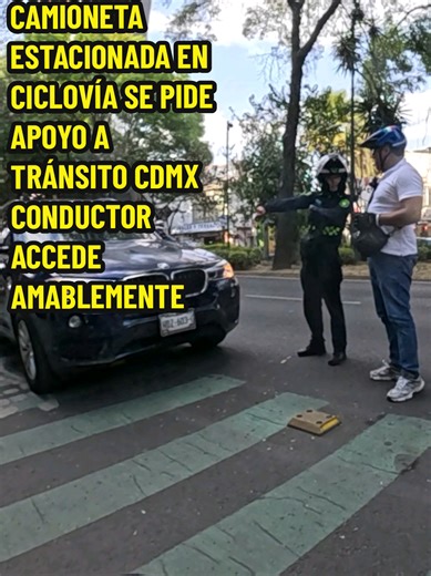 En esta ocasión me encontraba circulando sobre la vía ciclista de Av. División del Norte y San Francisco en la Colonia del Valle, Alcaldía Benito Juárez dónde me percate de este vehículo estacionado sobre la #ciclovía, para bien me encontré al #Policia de Tránsito BRANDON quien diligentemente atendió mi petición quien iniciaría la infracción, así mismo mandar traer a la grúa, ya que ameritaba REMISIÓN AL DEPÓSITO EN TÉRMINOS DEL ART. 30 Fraccion XIX del Reglamento de Tránsito de la #CDMX. Todo q