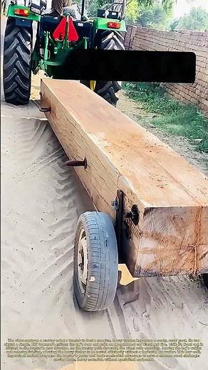 Hauling the Timber: How a Tractor Transports a Giant Log Using a DIY Wheel Attachment