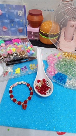 Red Beaded Name Bracelet Making🌹♥️ | Cute Handmade Jewelry | Diy Bracelet💕 #smallbusiness #bracelet