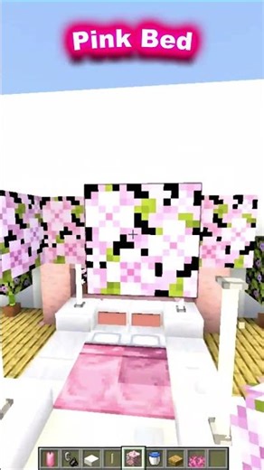 Simple Pink Bed Build Everyone Can Do #minecraft #shorts #tutorial