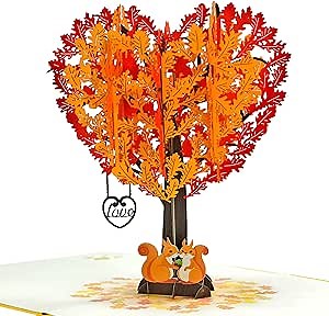 CUTPOPUP 3D Pop Up Anniversary Card for Couple, 6x8in, Squirrel Couple Heart Tree Love Greeting Card for Wife, Husband, Boyfriend, Girlfriend