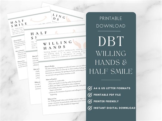 DBT Willing Hands & Half Smile Worksheets (PDF Download) - Etsy