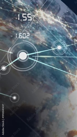 Vertical video: Central node being hit by cyan beam, pulsing, spawning nodes and mapping network