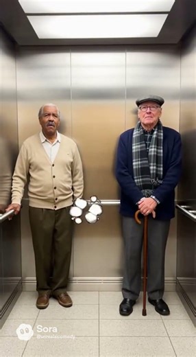 Awkward elevator ride, unspoken rules.