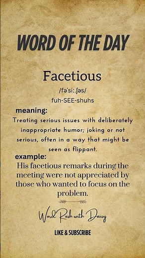 Word of the Day: Facetious 😏 | Meaning, Pronunciation & Example | English Vocabulary Shorts