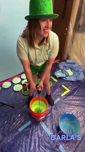 Mixing up a bucket of gunge for an epic St. Paddy’s Day Messy Celebration!! ☘️✨💚 #wetandmessy #wam #splosh #sploshing #sploshinglover #mess #messy #messytok #gunge #greengunge #pie #pietotheface #stpaddysday #@darladevoursyou