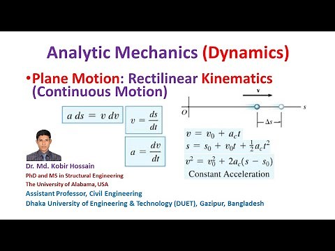 Plane Motion: Rectilinear Kinematics of a Particle (Continuous Motion)