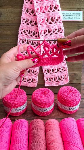 Naztazia | This crochet ribbon scarf from Naztazia is made with double crochet and chain stitches that are twisted together to form an awareness... | Instagram