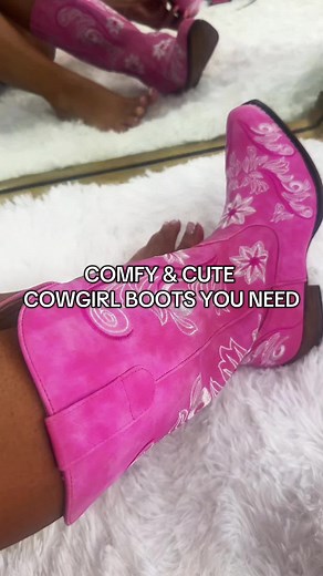 These pink cowgirl boots are bold, fun, and the perfect way to add a little yeehaw to any outfit. #pinkcowgirlboots #westernstyle #tiktokfashionfind #fyp #bootseason #trendypieces #statementboots #countryvibes #boldandcute