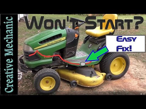 John Deere lawnmower won’t start! Easy fix. Air in fuel lines.
