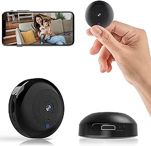 FECOMI Mini Indoor Camera, Wireless Spy Camera Hidden Camera with Video Recording,1080P Small Nanny Cam with Phone App,Night Vision,Motion Alarm for Car,Pet,Home Security