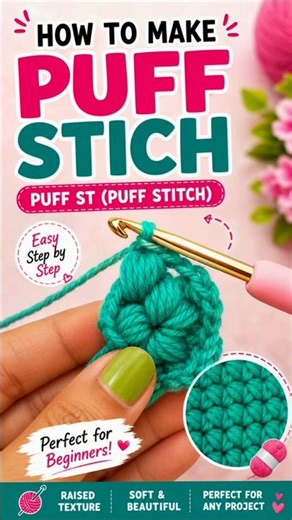 How to Make Puff Stitch | Puff St (PS) Crochet Tutorial for Beginners 🧶✨| short