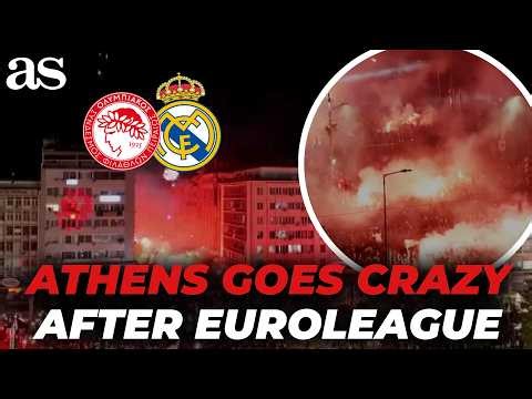 OLYMPIACOS erupts after winning the EUROLEAGUE | wild celebrations after beating Real Madrid