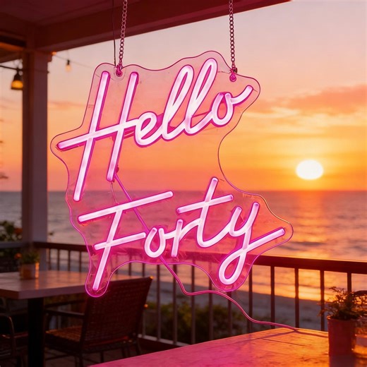 Hello Forty Neon Sign, Custom Neon Sign, Neon Sign for Bedroom, Neon Sign Wall Art Decor, Mother's Day Gift, Led Neon Light - Etsy