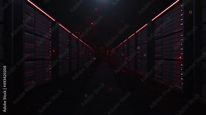 Server Data Network Technology Loop. This work is passing server with line connection technology on a seamless loop background.