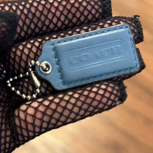Coach Sky Blue Leather Keychain or handbag tag