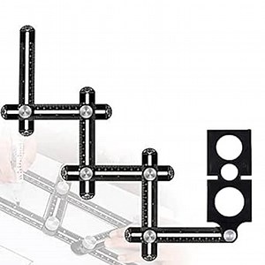 Multi Angle Measuring Ruler,Multi Angle Ruler,12-Sided Multi Angle Measuring Tool,Tile Measurement Multi Angle Tool,Suitable for Carpentry, Ceramic Tiles (12 Sections Rectangular 3 Holes)