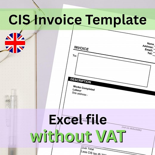 CIS Invoice Template (without Vat) - EXCEL File Instant Digital Download - Etsy UK