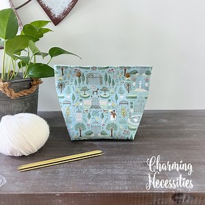 Knitting Project Bag, Zipper or Snap Top, Sock Knitting Pouch, Regency Theme Promenade Blue - Etsy