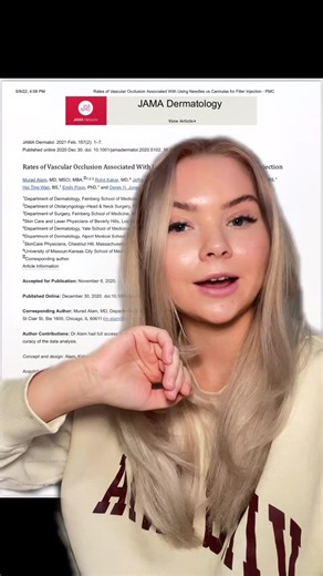 Hvordan kan vi som jobber med injeksjonsbehandlinger slik som fillers minimere risikoen for komplikasjoner? 👩🏼‍⚕️ Denne søndagen har jeg lest en spennende studie hvor det er forsket på forekomst av vaskulær okklusjon ved bruk av spissnål vs cannula for filler injeksjoner 🧑🏽‍⚕️ Helt siden jeg startet min karriere som kosmetisk sykepleier har jeg brukt cannula i største del av arbeidet mitt, rett og slett fordi det er mindre risikofylt. Studien viser at bruken av cannula gir 77.1% mindre odds 