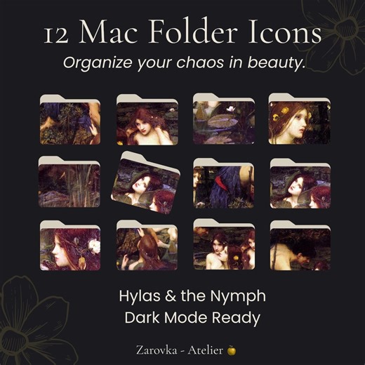 Icone delle cartelle personalizzate del desktop - Hylas and the Nymph - Personalizzazione dello schermo Mac - Etsy Italia