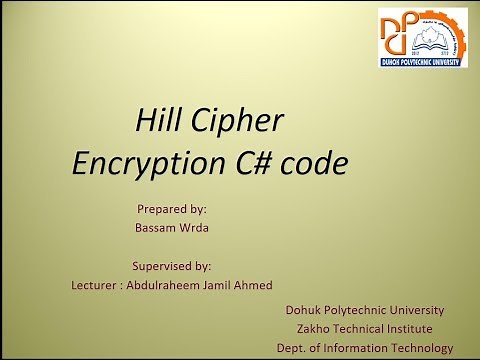 Hill Cipher Encryption C sharp Code explained in Kurdish