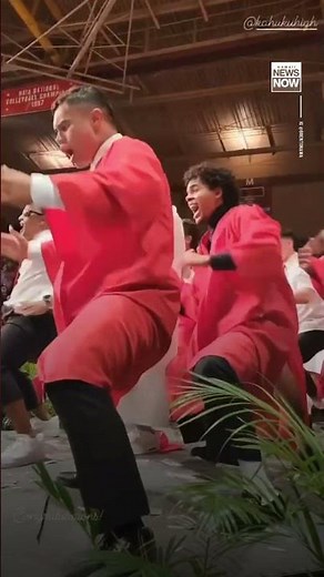 For the first time, female student leads haka at Kahuku High School's graduation