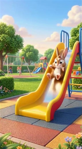 Hop Hop Bunny 🐰 | Rabbit Song for kids | Rabbit slides uo |Funny Slide Slip Rhyme 😂 #shorts