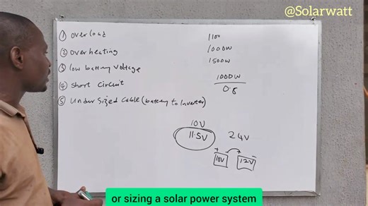 Possible reasons why your inverter is shutting down Watch and learn why your solar battery is not charging For step by step guide to sizing a solar power system, Click the link to download the pdf copy @ N3,000. https://selar.co/116611 #solarpanel #solarenergy #wizkid #donjazzy | Solarwatt NG