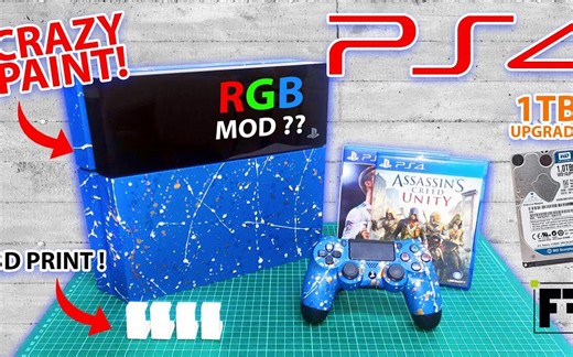 索尼PLAYSTATION4自定义涂装、增加RGB模块、光驱修复和升级sony PS4翻新拆解升级