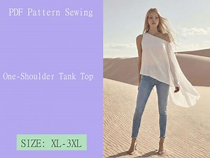 One-shoulder Tank Top Sewing Pattern PDF Digital Product DIY XL-3XL - Etsy