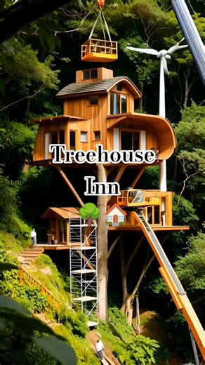 WOULD YOU Stay in This Epic Treehouse Inn? Time Lapse Build 🌳🏠
