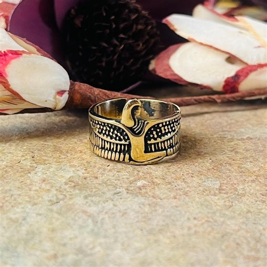Egyptian ISIS Ring, Ancient Egypt Goddess Men Jewelry, Chunky Mythology Ring, Handmade Gold Plated Brass Ring - Etsy