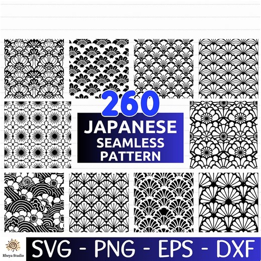 260 Japanese Seamless Pattern SVG Bundle, Geometric Pattern - Digital Download Svg, Png, Dxf, Eps, Svg Files for Cricut - Etsy